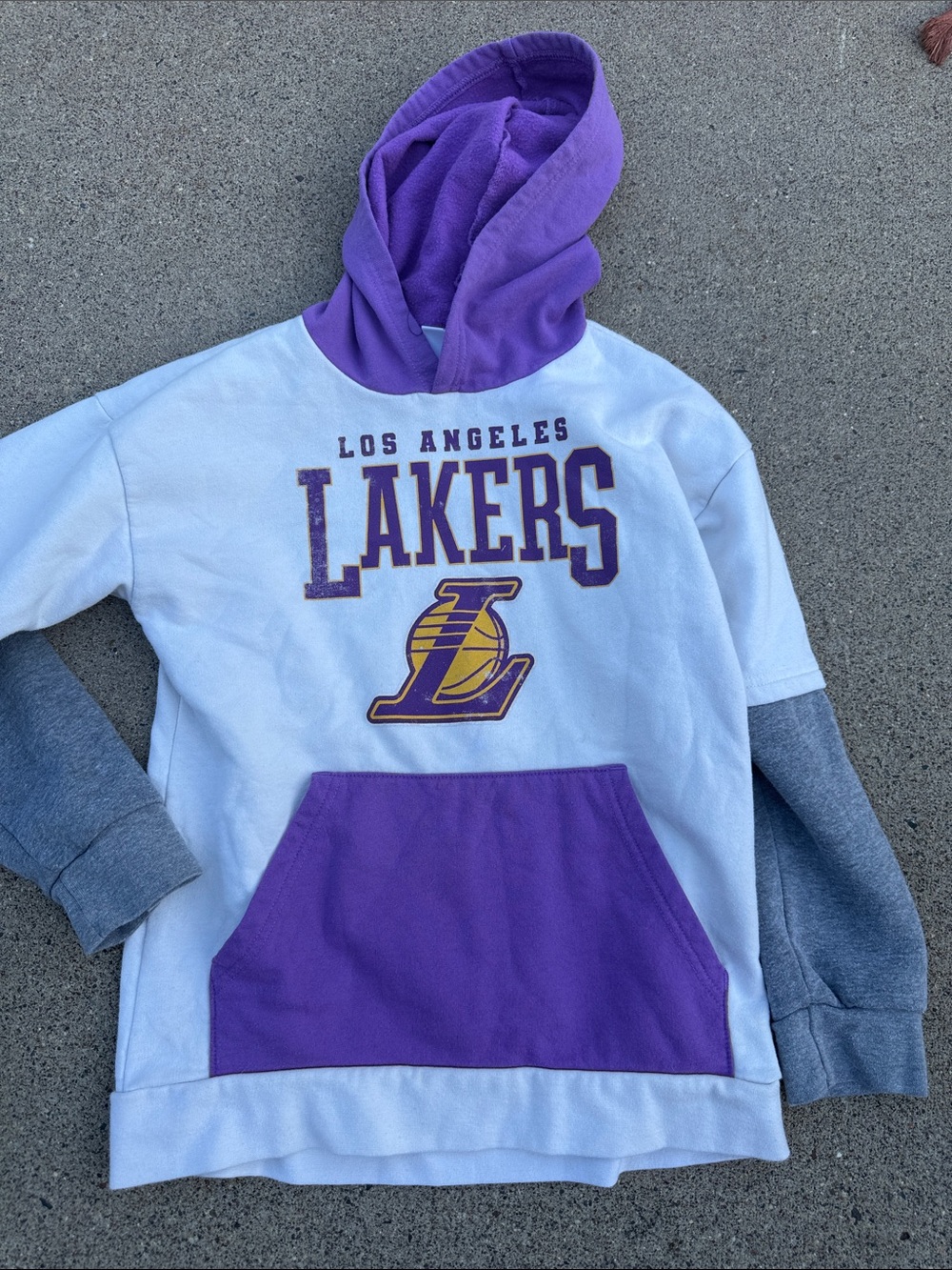 Los Angeles Lakers Boys Pullover Hoodie - Purple/White, Large 10/12